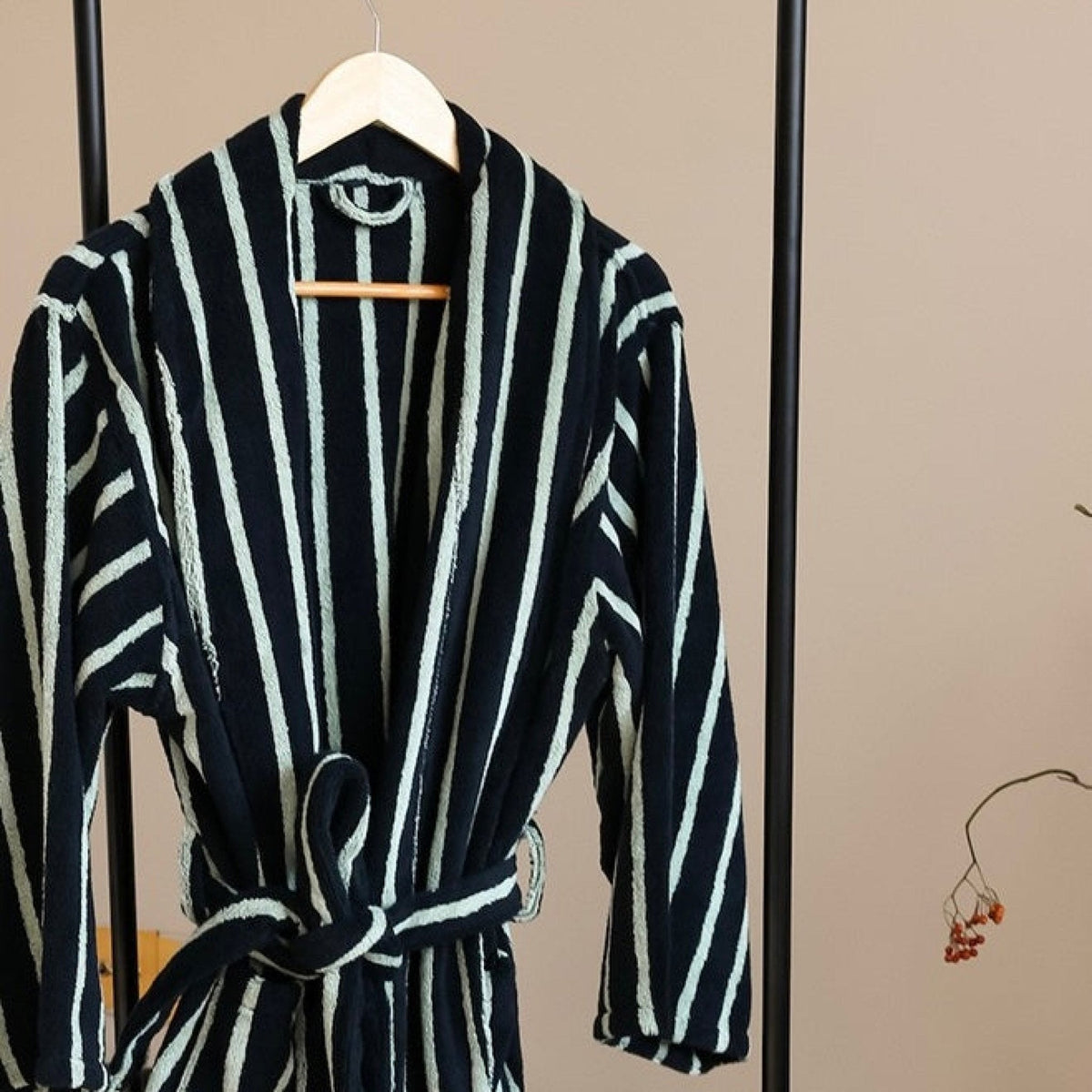 Quiet Evening Striped Cotton Robe Set