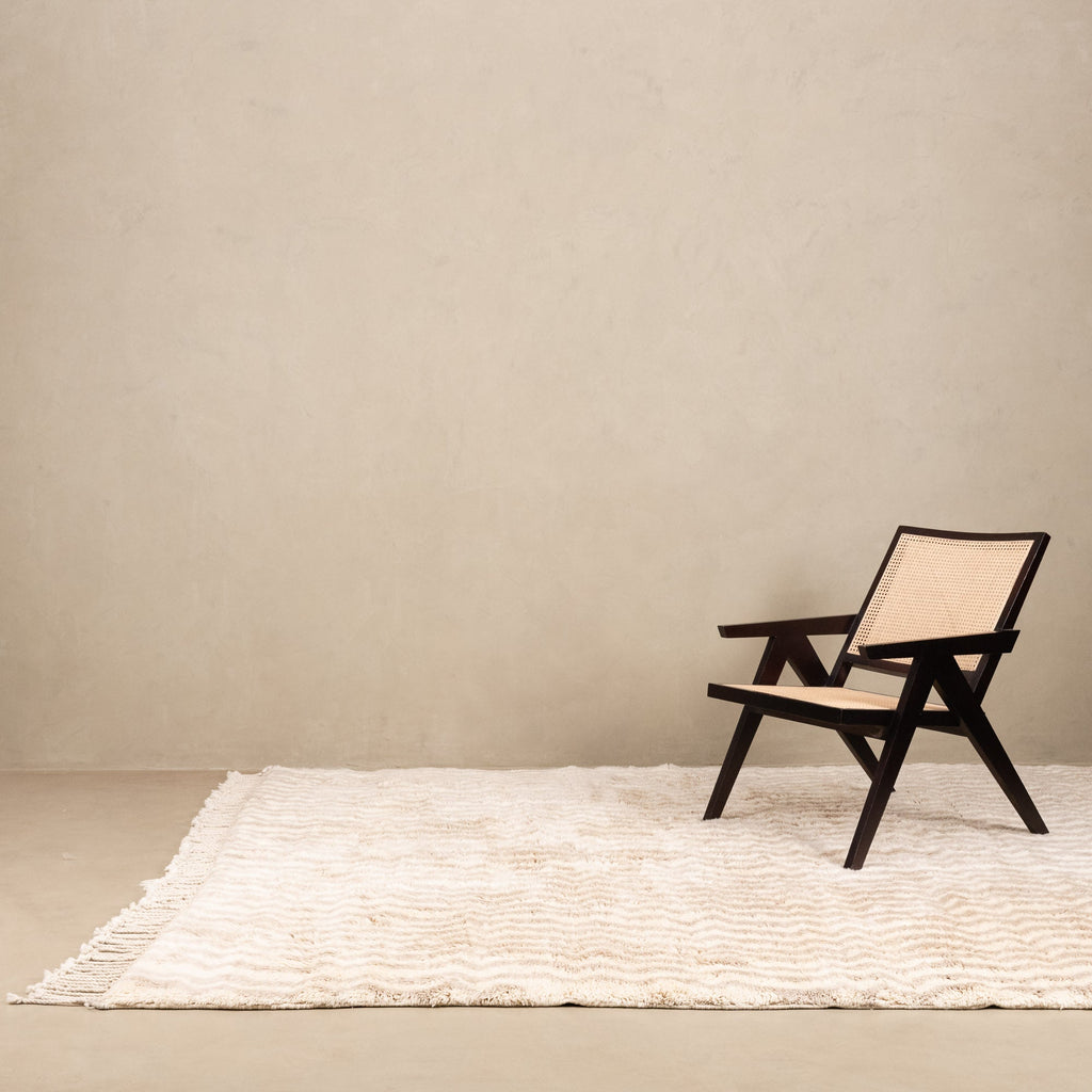 Sandy Blonde Luxury Shag Moroccan Rug