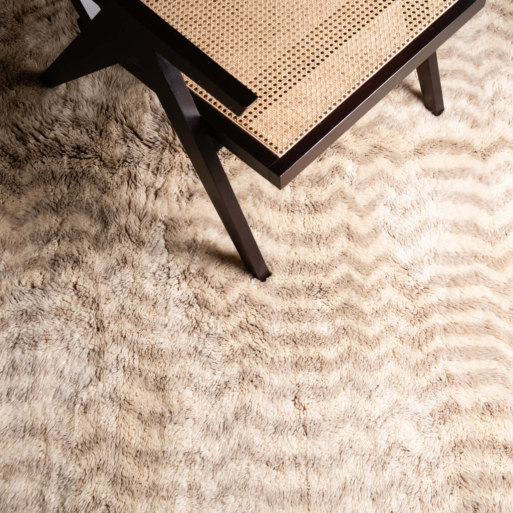 Sandy Blonde Luxury Shag Moroccan Rug