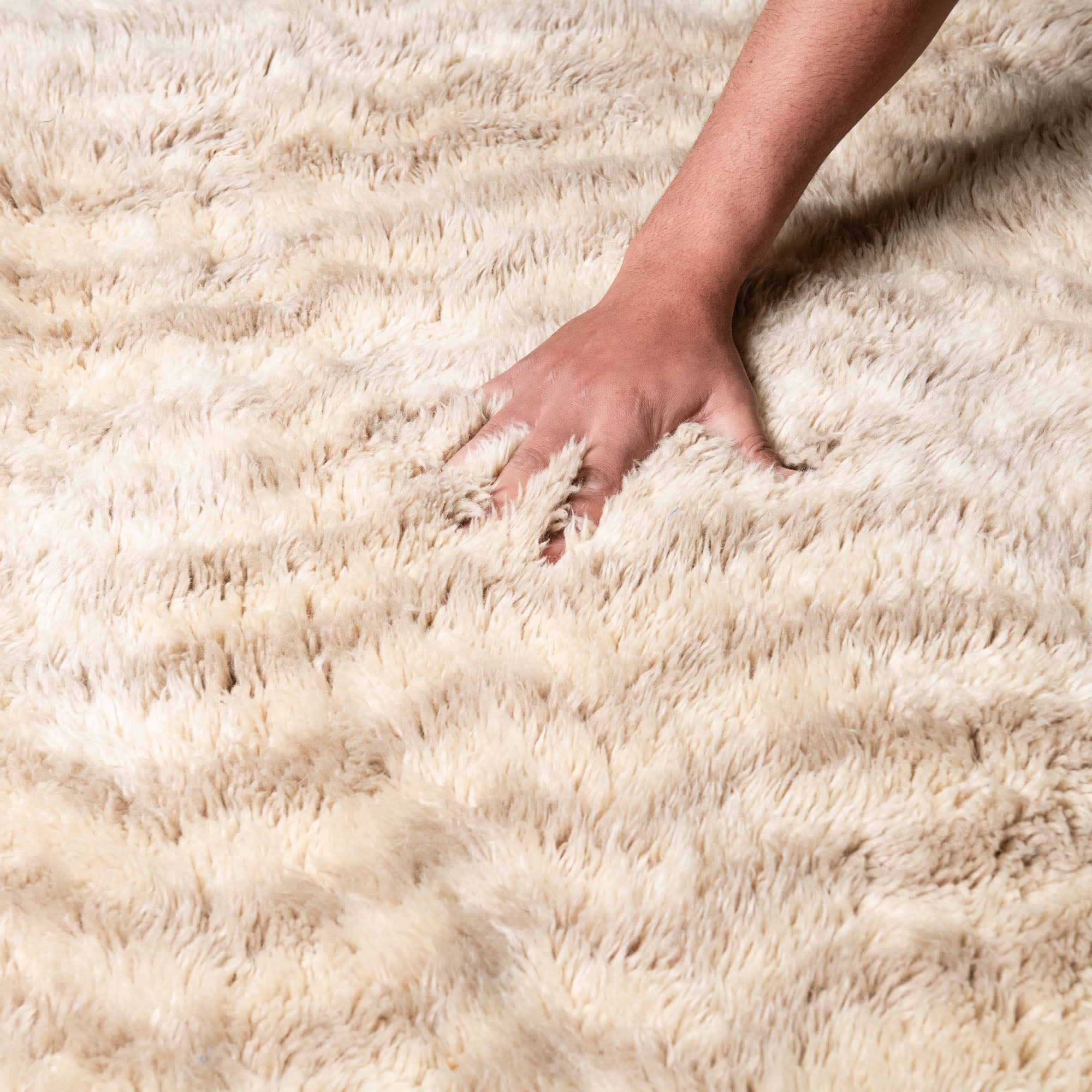 Sandy Blonde Luxury Shag Moroccan Rug