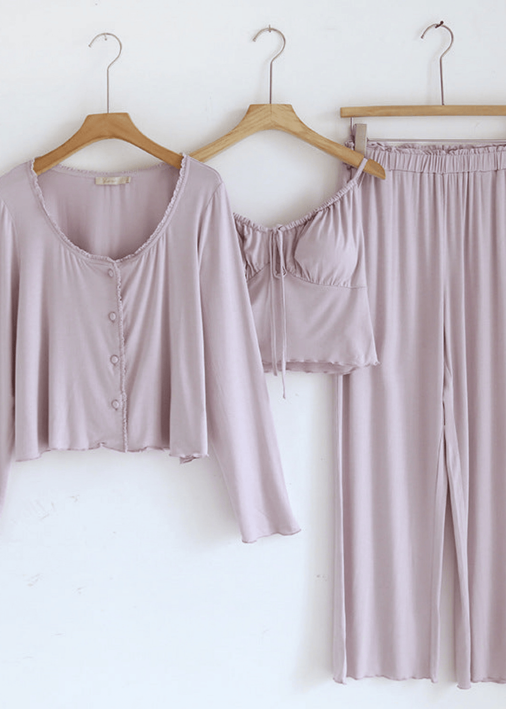 Solid Three-Piece Pajama Set