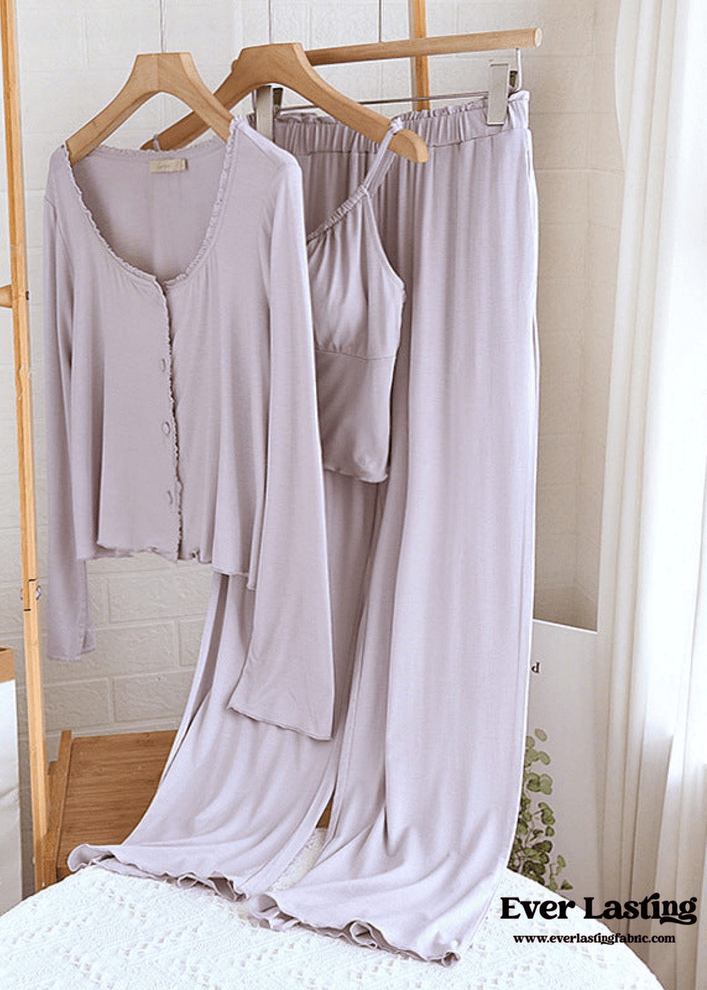 Solid Three-Piece Pajama Set