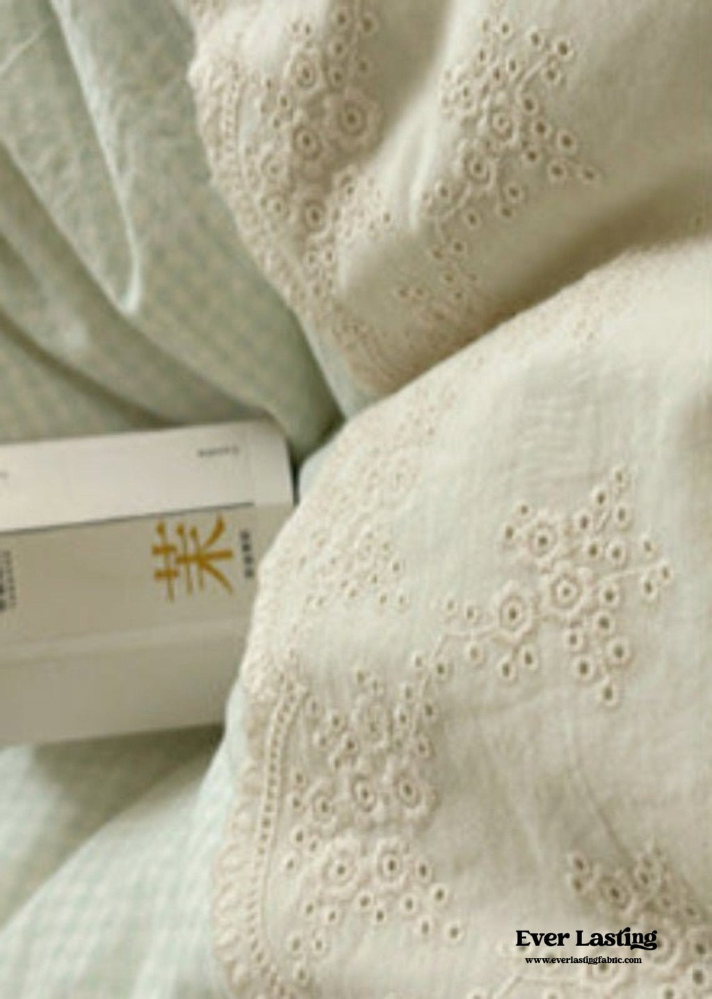 Sophia Gingham Lace Washed Cotton Bedding Set / Pink