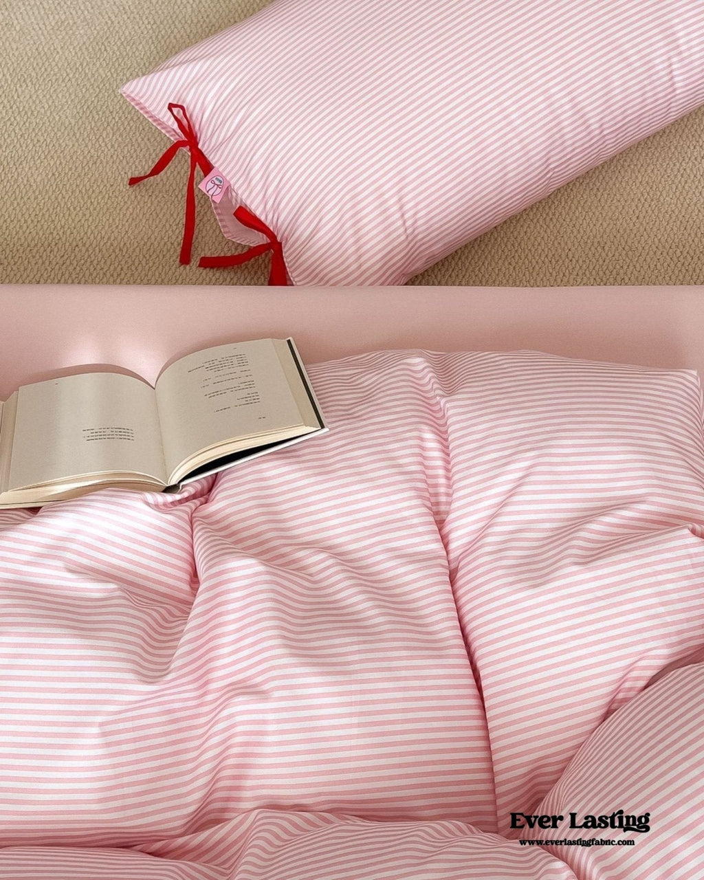 Sweet Bow Striped Bedding Set