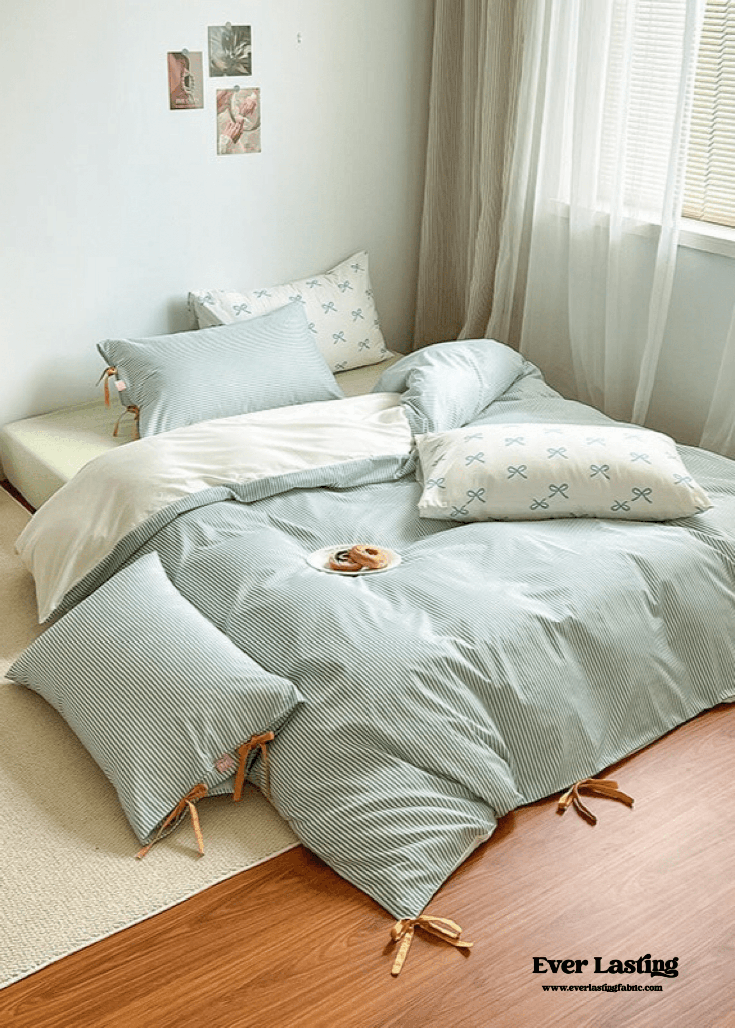 Sweet Bow Striped Bedding Set
