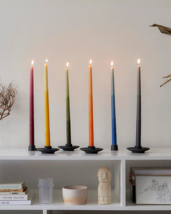 SALE Handmade Natural Dye Beeswax Candles, Pair Candles atacama home