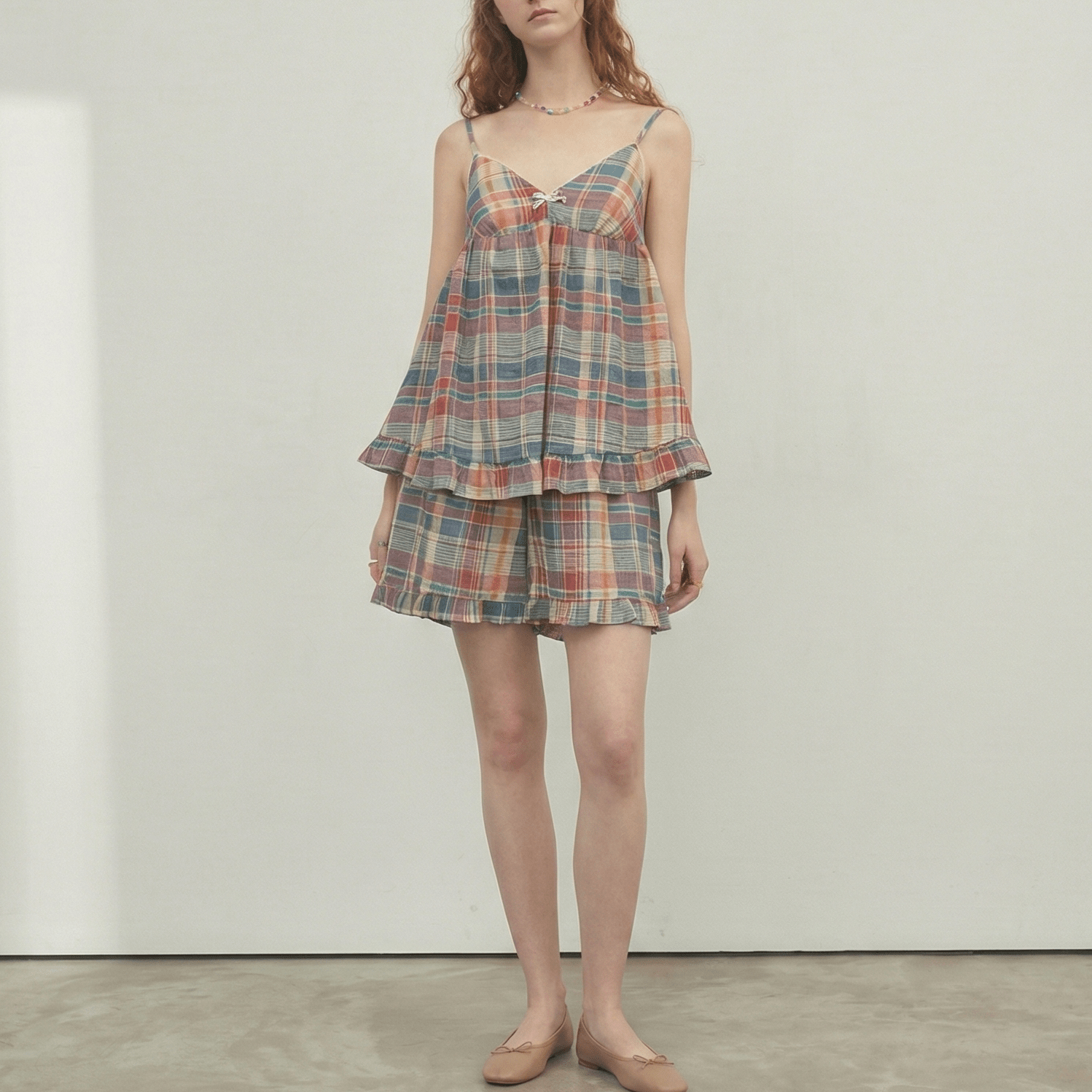 Vintage Plaid Tank & Shorts Pajama Set