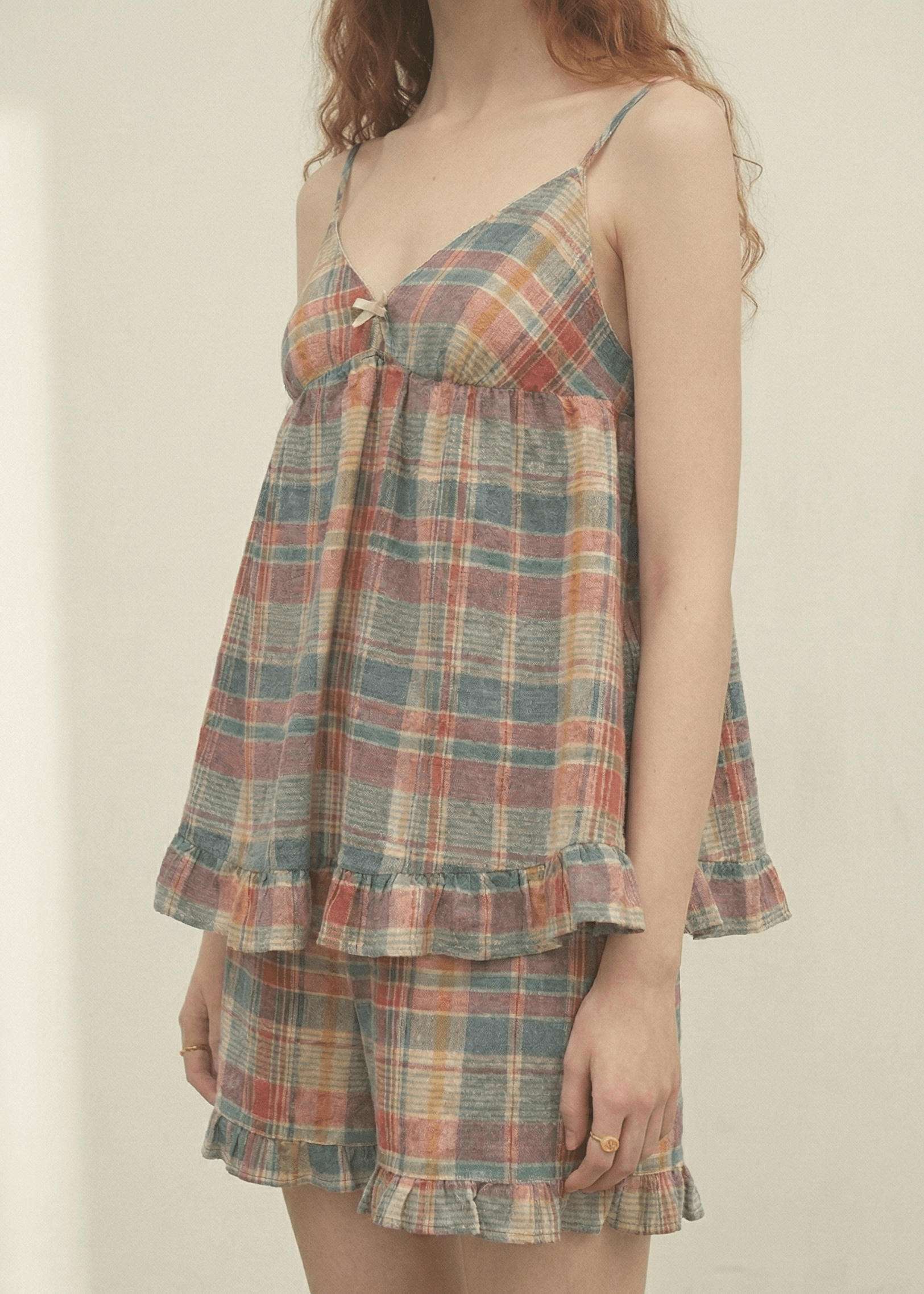Vintage Plaid Tank & Shorts Pajama Set