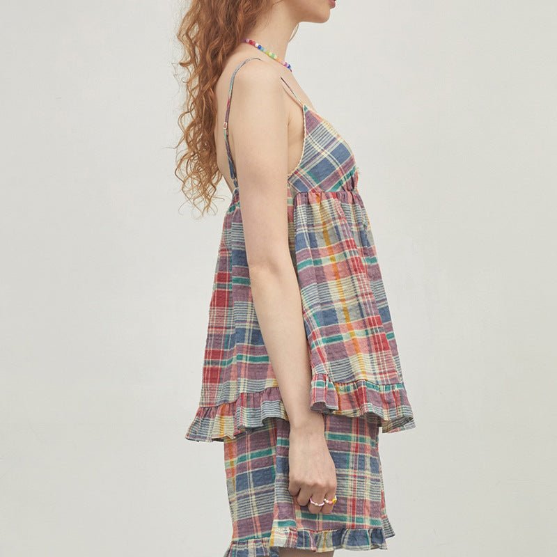 Vintage Plaid Tank & Shorts Pajama Set