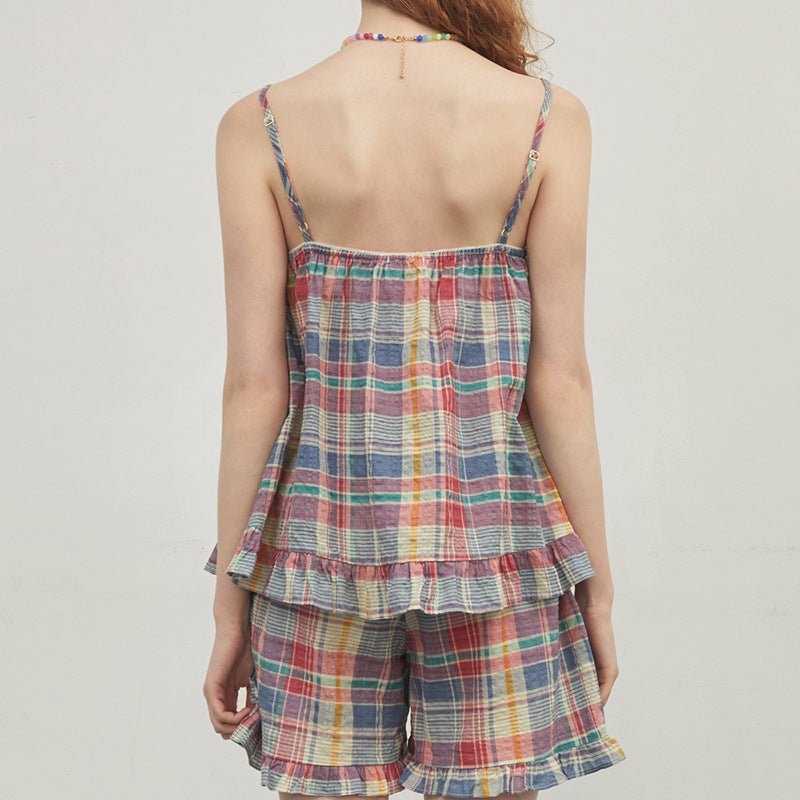 Vintage Plaid Tank & Shorts Pajama Set