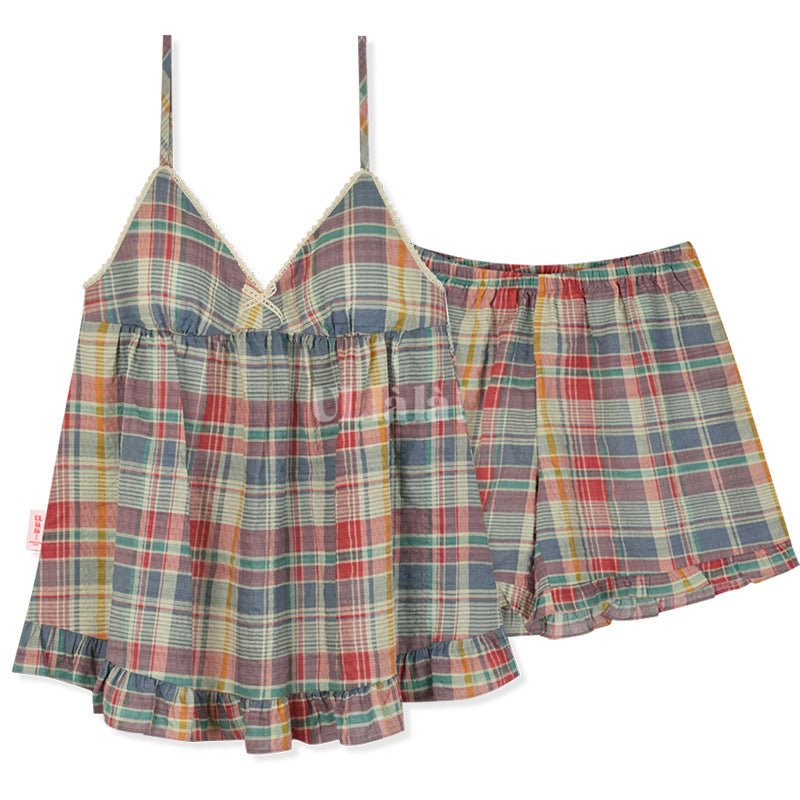 Vintage Plaid Tank & Shorts Pajama Set