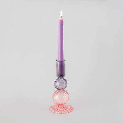 Retro wavy Candle Holders Set of 2 | Pink