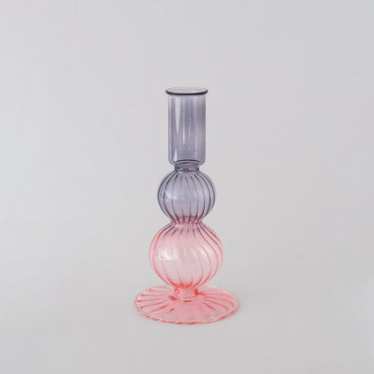 Retro wavy Candle Holders Set of 2 | Pink