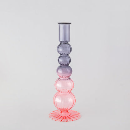 Retro wavy Candle Holders Set of 2 | Pink