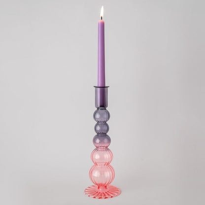 Retro wavy Candle Holders Set of 2 | Pink